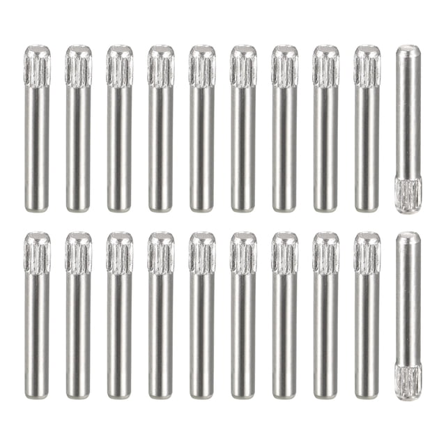 2x14mm 304 Inoxidable Acero Espiga Pasadores, 20uds Moleteado Cabeza Plana Chaflanada Extremo Espiga Pasador, Madera Litera Cama Estante Picas Soporte Estantes Fijar Elementos