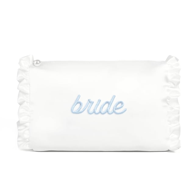 Bolsa de cosméticos xo, Fetti White Satin Bride para despedida de soltera