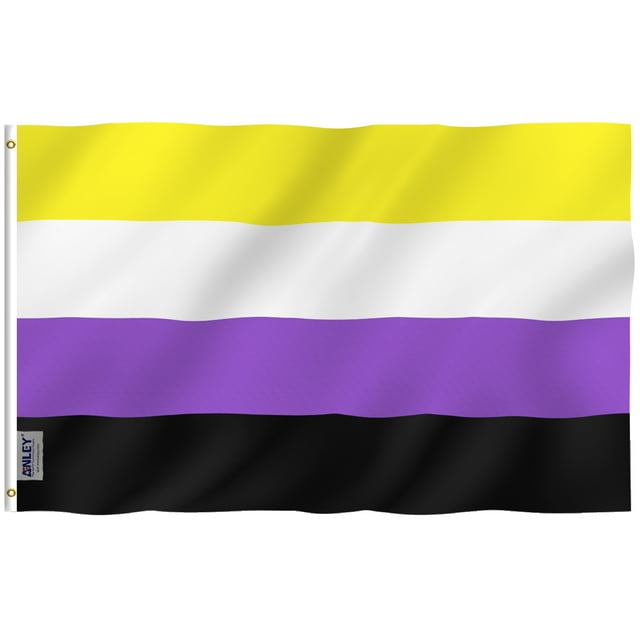 ANLEY Fly Breeze 90 x 150 cm Bandera de Orgullo No Binario - Colores Vivos y Resistentes a Rayos UVA - Doble Costura - NB Orgullo Genderqueer Identidad de Género Bandera de Poliéster