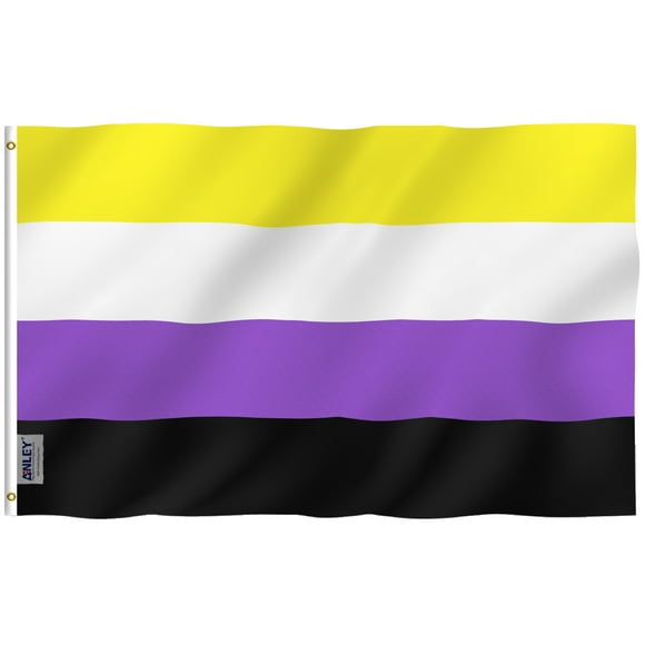 ANLEY Fly Breeze 3x5 Ft Non-Binary Pride Flag - Double Stitched - NB Pride Genderqueer Gender Identity Flags Polyester with Brass Grommets 3X5 Ft