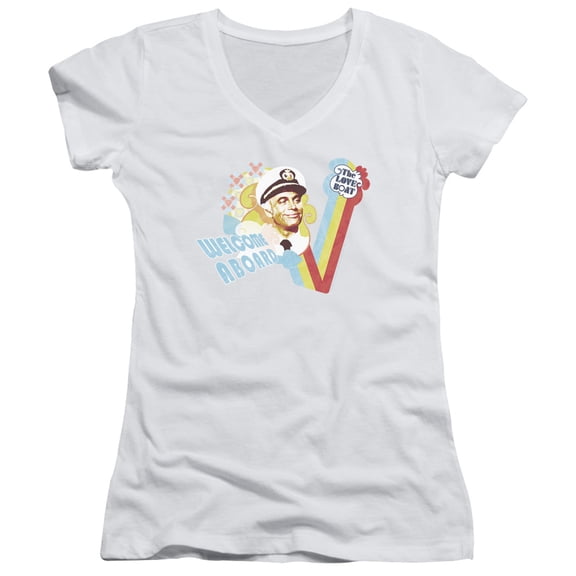 Love Boat Welcome Aboard Junior Women's V-Neck T-Shirt White