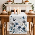 thumbnail image 2 of Table Runner 108 Inches Long for Kitchen Dining, Gray Blue Flowers Dresser Scarf Farmhouse, Dining Table Decorations for Wedding/Parties, Watercolor Floral Butterflies Spring 13 x 108 In, 2 of 8