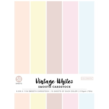 Colorbök Smooth Multicolor Vintage Whites Cardstock, 8.5"x11", 121 lb./180 GSM, 50 Sheets