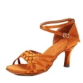 thumbnail image 5 of Zapatos de baile latino a la moda para mujer, zapatos de baile de salón de satén Multicolor, anchos y finos, con parte inferior de piel de 5/7cm, 5 of 5