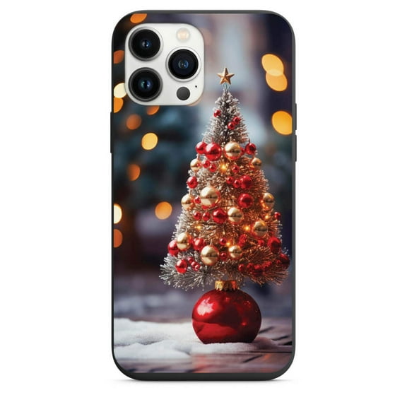 Cute Red and Gold Christmas Tree Design Phone Case for iPhone 7 8 X XS XR SE 11 12 13 14 Pro Max Mini Note s10 s10plus s20 s21 20plus