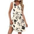 thumbnail image 2 of Weiqiqre Plus Size Summer Dresses Casual Trendy Floral Print V Neck Sleeveless Tank Dress Loose Beach Vacation Mini Vest Dress, 2 of 7