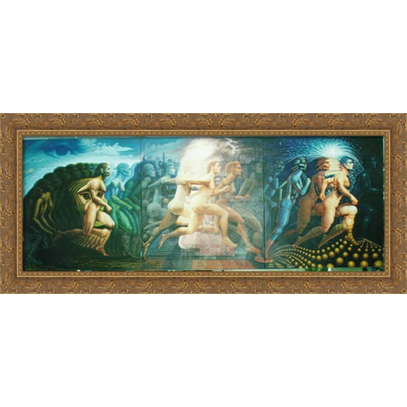The Evolution of Man 40x18 Large Gold Ornate Wood Framed Canvas Art by Octavio Ocampo
