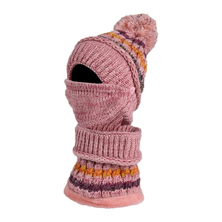 

for Women Set Winter Women Plush Warm Thickened Color Matching Knitted Hat Bib Integrated Wool Hat