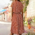 thumbnail image 4 of Pisexur Robe à Manches Courtes à Col en V pour Femme, Mode d'Été Décontractée, Imprimé à Pois, Robe à Manches Courtes à Cordon, Robe pour Femme, 4 of 9
