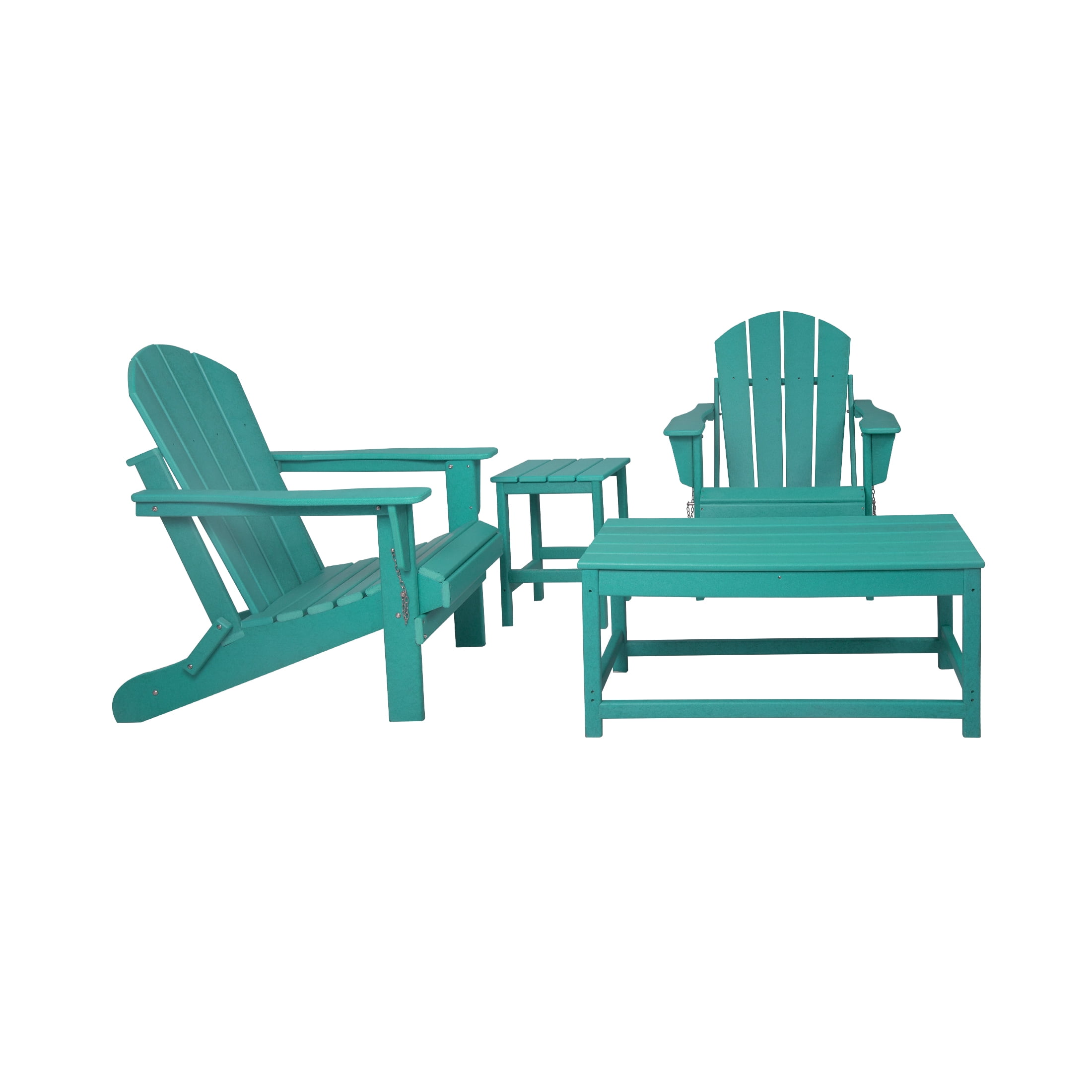 4-Piece Outdoor Paio Adirondack Conversation Seating Set, Turquoise