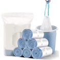 thumbnail image 1 of Bolsa de basura pequeña, bolsas de basura de 2,6 galones, revestimientos para botes de basura para baño, dormitorio, hogar, cocina, 5 unidades, encogimiento automático, blanco, 1 of 5