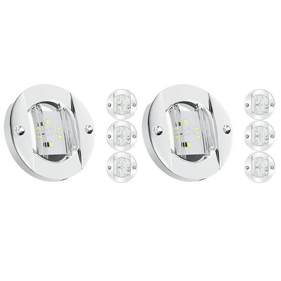 8Pcs Marine Boat Interior Lights,12V LED Boat Deck Courtesy Light 3Inch Round White 6 LED Stern Transom Anchor Light,8 x Boat lights