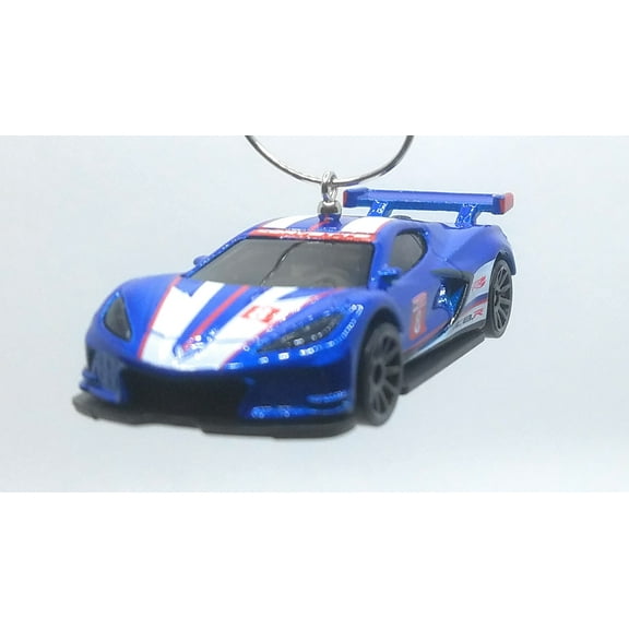 Christmas Ornament for Chevy Corvette C8.R Blue/White Stripes