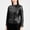 Black, variant on Plus Size Women's Faux Leather Turtleneck Jacket with Pockets | Long Sleeve Open Front Coat for Going Out, Date Night, or Office