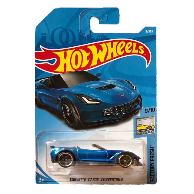 Vehículo fundido Hot Wheels 2018, 50 aniversario del Corvette C7 Z06 Convertible