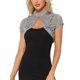 thumbnail image 1 of INSPIRE CHIC Chaqueta de encaje para mujer, bolero con cuello alto, botones, manga corta, cubre hombros, XS, gris oscuro, 1 of 6