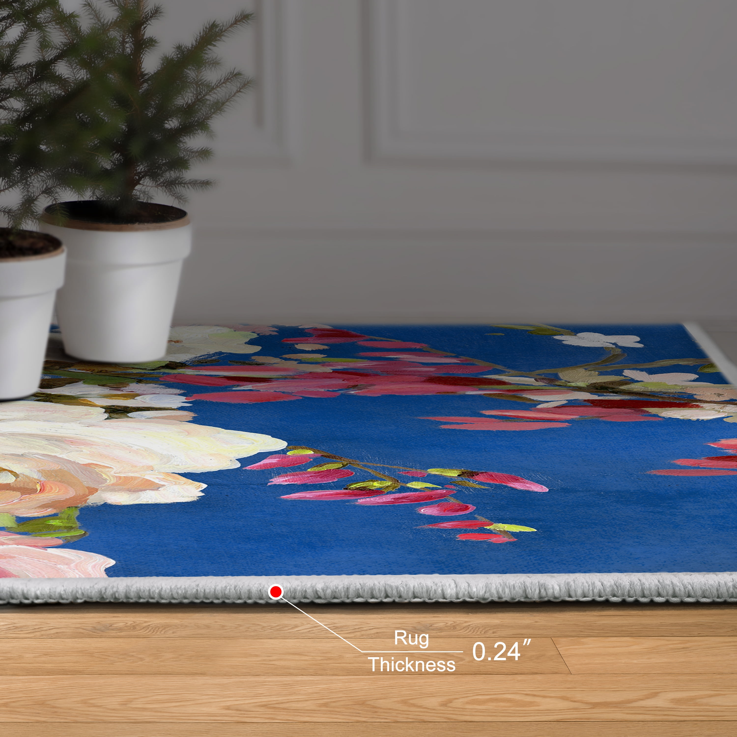 Midnight Flowers I, 8'x10' Hand Washable Art Area Rug