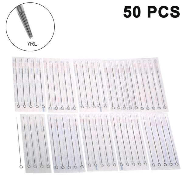 Agujas de tatuaje, 50PCS Profesional desechable esterilizado 5RL / 7RL / 9RL Agujas de tatuaje de tamaño de revestimiento redondo para máquina de tatuaje Kit de tatuaje Suministros de tatuaje MFZFUKR 2035480-2