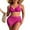 Pink, variant on Asoul Women's Double V Neck Bikini Sets High Waisted 3 Piece Bath Suit with Skirt