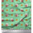 thumbnail image 1 of Soimoi Satin Silk Fabric Dot,Leaves & Floral Artistic Printed Fabric 1 Yard 42 Inch Wide, 1 of 1