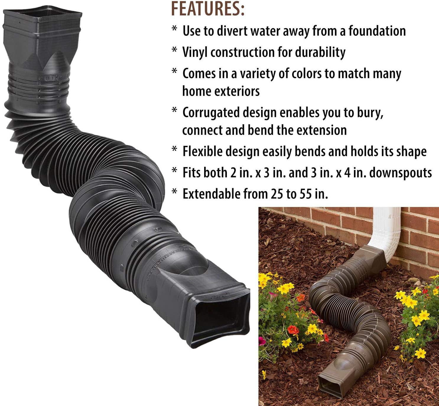 1pc Rain Gutter Downspout Extensions Drain Adapter, No Dig Catch Basin  Downspout Extension Kit, Flexible Down Spout Extender For Outdoor Ground  And