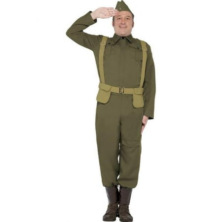 Smiffys 22132L Green WW2 Home Guard Private Costume Trousers Ankle Covers Jacket Hat & Harness Belt -