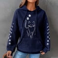 thumbnail image 4 of COMVALUE Womens Hoodies Cute Cat Print Pullover Sweaters With Pockets Oversized Casual Sweatshirts Fall Long Sleeve (Blue, 4xl), 4 of 6