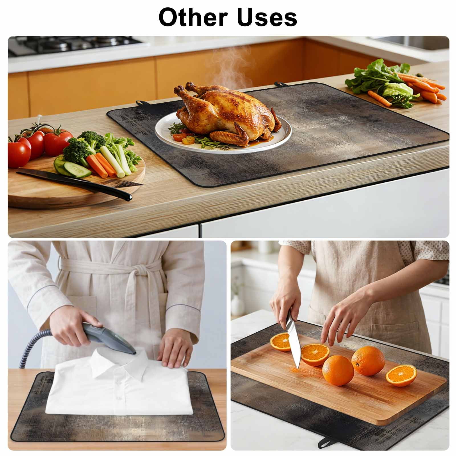 Brown Stove Top Cover for Electric Stove, Heat-proof & Non Slip Glass Top Stove Cover Protector, Modern Abstract Art Ombre Oil Painting Kitchen Flat Cooktop Rubber Mat 24x21 Inches