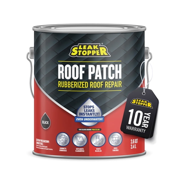 Leak Stopper 1 Gallon Black Rubberized Roof Patch for Roof Patching and Repair