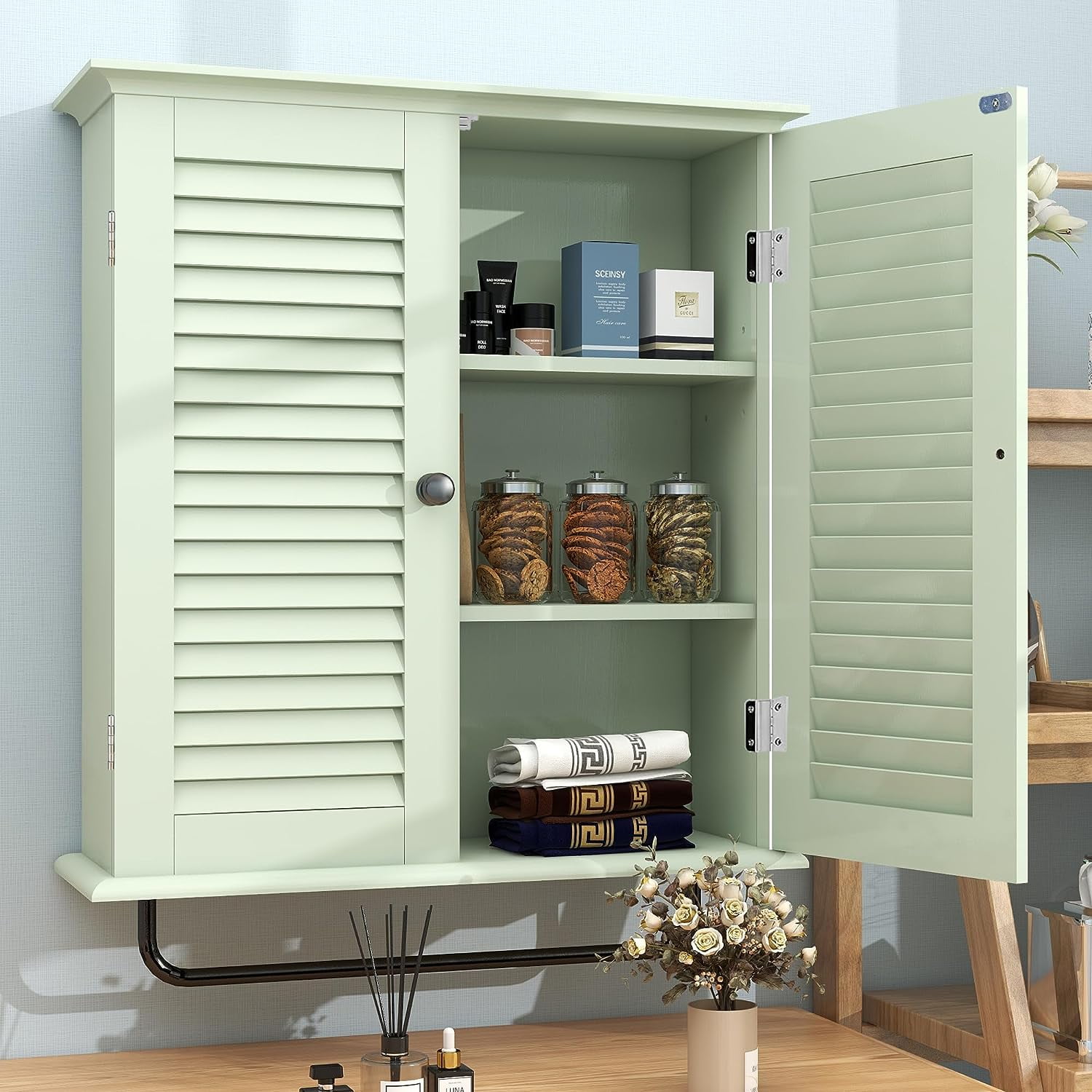 SHMAMT Bathroom Cabinet Wall Mounted Green Designer Bathroom Wall ...