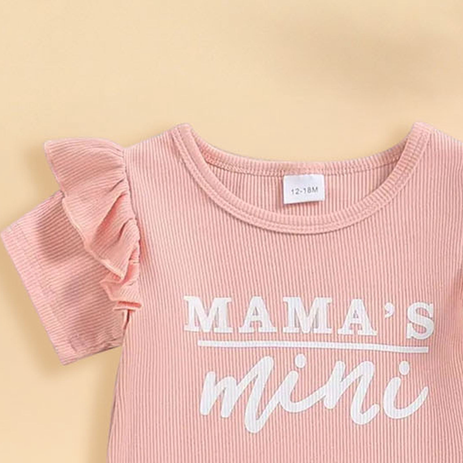 Faraee Baby Girl Clothes Summer Knit Ruffle Short Sleeve T-Shirt Tee Flare Pants Set 2Pcs Toddler Bell-Bottoms Outfits 12 18 24 Months 2t 3t 4t 5t Pink