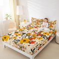 thumbnail image 4 of Manfei Retro Flower Full Size Sheets,Country Botanical Bed Sheets,Beige Orange Sheet Sets For Girls Kids,Microfiber Bedroom Decor,4pcs, 4 of 7