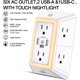 thumbnail image 3 of Protector contra sobretensiones de enchufe múltiple - POWRUI 6 extensor de salida con 3 puertos USB (1 USB C) y luz nocturna, regleta de alimentación de 3 lados con adaptador de tomas espaciadas - bla, 3 of 3