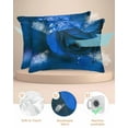 thumbnail image 2 of Hokiten Pillow Cases Queen Size Set of 2, Couch Pillow Covers, Blue Rose Satin Pillowcases with Zipper for Hair/Skin, Pillow Protector Cover, Elegance Fantasy Flowers Romantic 20x30 Inches, 2 of 6