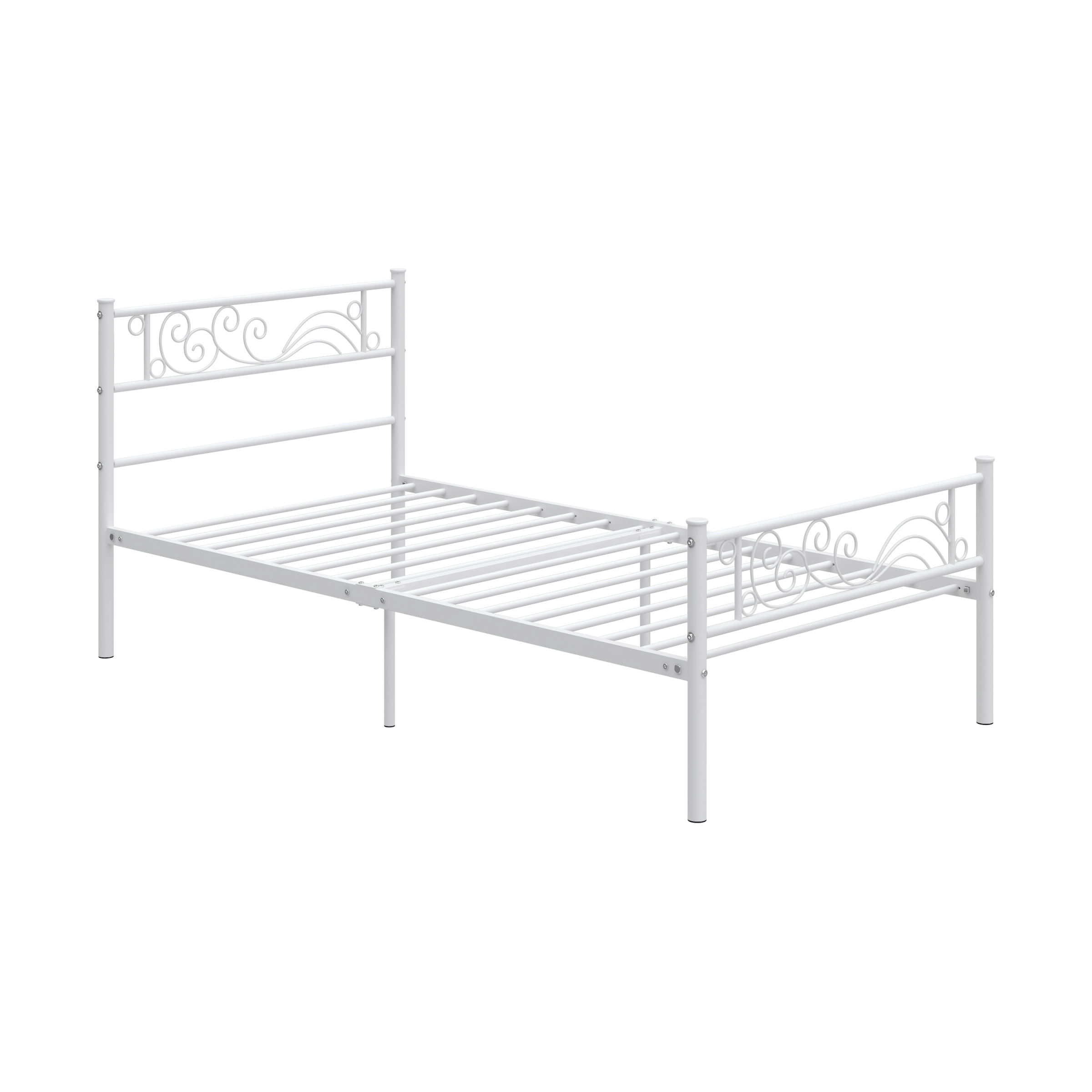 Yoneston Twin Size Metal Platform Bed Frame with Headboard Footboard for Boys Girls Kids Adults, White