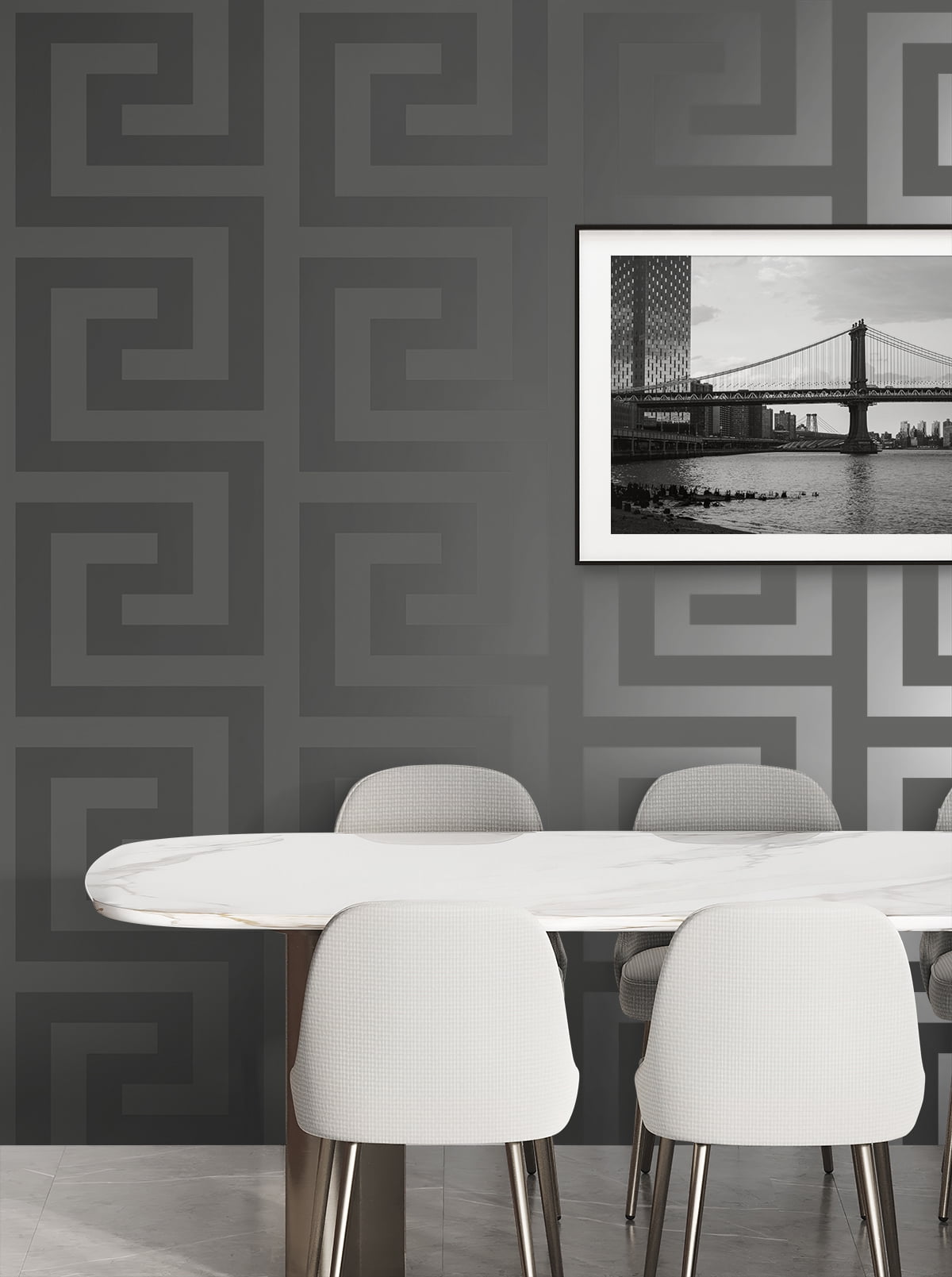 NextWall Graphite Geometric Maze Peel and Stick Wallpaper - 20.9 in. W x 18 ft. L Roll