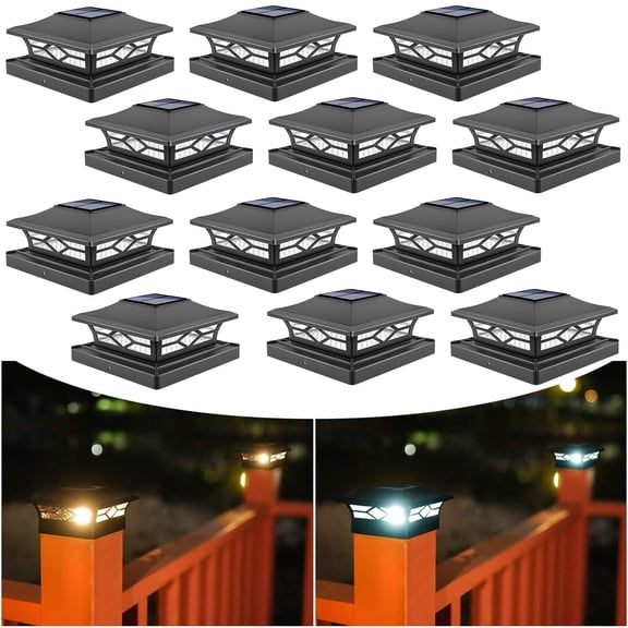 4-12 Pcs Outdoor Flame Light Solar Post Deck Fence Cap 4x4/6x6 Bright LED Light