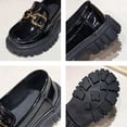 thumbnail image 7 of Girls Platform Loafers Slip On Chunky Shoes with Non-Slip Sole Round Toe School Uniform Dress Shoes Gold 36, 7 of 7