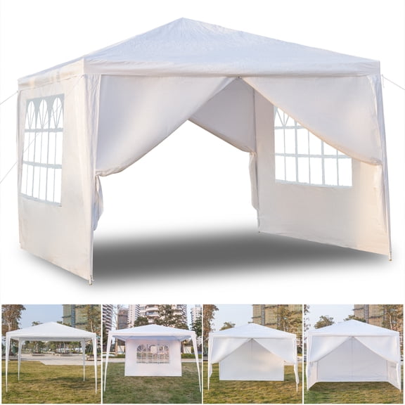 Top Knobs 10 x 10 Easy Set up Canopy Tent Commercial Instant Tents Market stall with 4 Removable Sidewalls (White)