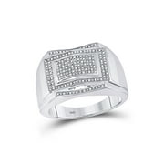 Saris and Things Sterling Silver Mens Round Diamond Cluster Ring 1/5 Cttw