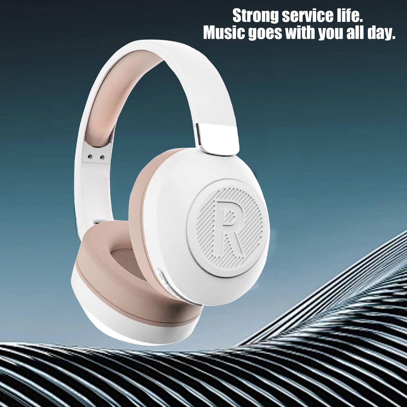 Wireless Bluetooth Headphones Over Ear 65H Playtime HiFi Stereo Headset with Microphone and 6EQ Modes Foldable Bluetooth V5.3 Headphones for Travel Smartphone Computer Laptop,White