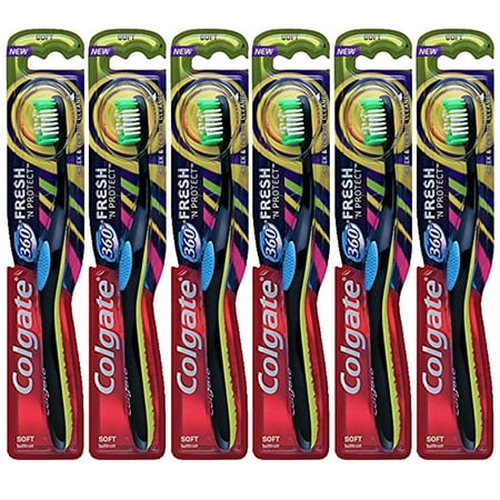 Pack of (6) Colgate Fresh and Protect Soft Toothbrush 8+