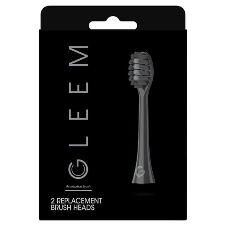 Gleem Electric Toothbrush Replacement Head, Soft, Black, 2 Count for Plaque Removal