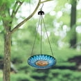 thumbnail image 4 of MUMTOP 12" Glass Kaleidoscope Hanging Outdoor Bird Bath, Orange, 4 of 7