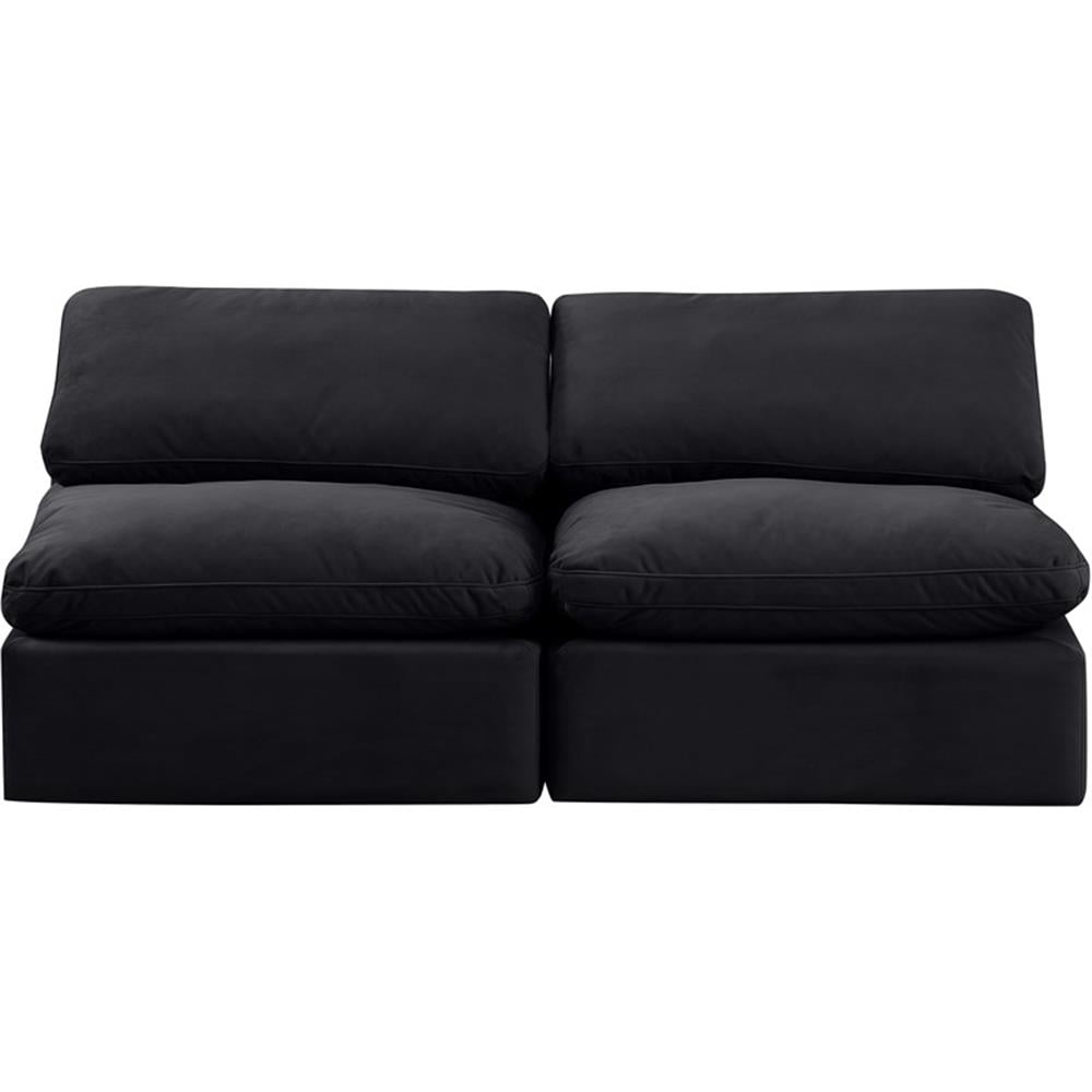 Meridian Furniture Indulge 70" Contemporary Velvet Modular Sofa in Black