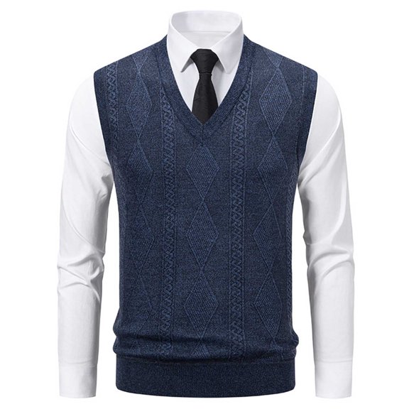 Men's Sweater Vest Ribbed Knitted Sleeveless V Neck Pullover Tank Dark Gray L