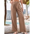 thumbnail image 5 of Women'S Wide Leg Dress Pants High Waisted Trousers Business Casual Slacks Button Palazzo Pant Khaki XS, 5 of 10
