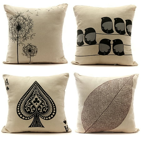 42 Inch Throw Pillow Meigar Retro Simple Throw Pillow Cushion Cover 18''x18'' Square Shaped Cotton Linen PillowCase Standard Decorative Pillowslip Pillow Protector Case for Sofa Couch Chair Car Seat,Spades A color ()