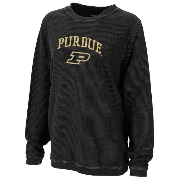 Women's Boxercraft Black Purdue Boilermakers Rally Corduroy Pullover Sweatshirt