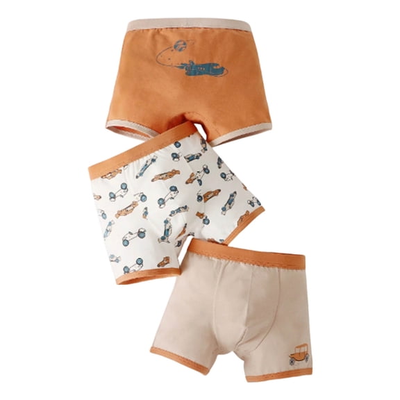 Qopobobo Toddler Boy Underwear Toddler Underwear Boys Cotton Boxer Briefs, Soft Breathable Underwear for Toddler and Kids Orange,11-12